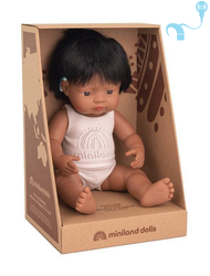 Jungenpuppe europäisches 38 cm mit Hörapparat / Hörimplant