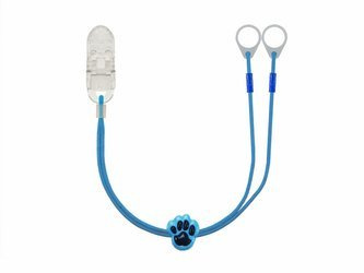 Clip-on hooks for processors / hearing aids - blue with paw