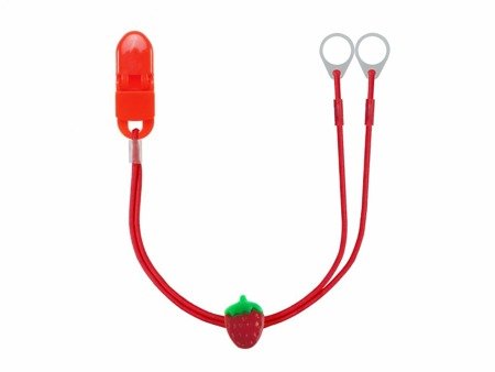 Clip-on hooks for processors / hearing aids - red with strawberry
