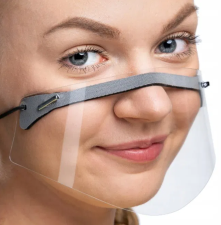Transparent protective mask for deaf and hearing impaired people