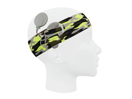 Universal cotton headband for sound processors - neon camo