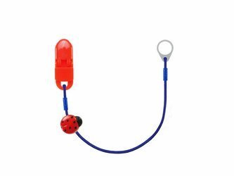 Gancho simple - clips para audífonos y procesadores de audio - azul con una mariquita