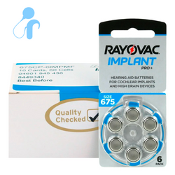 Piles pour appareils auditifs / audio processeurs RAYOVAC IMPLANT PRO+ 675 boîte (60 pièces)