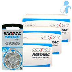 Piles pour appareils auditifs / audio processeurs RAYOVAC IMPLANT PRO+ 675 3x boîte (180 pièces)