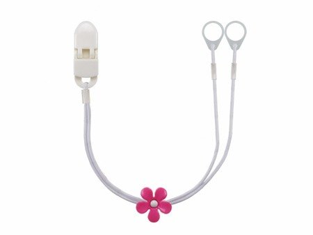 Pendentif double - clip à l'aide auditive ou au processeur audio - blanc avec fleur