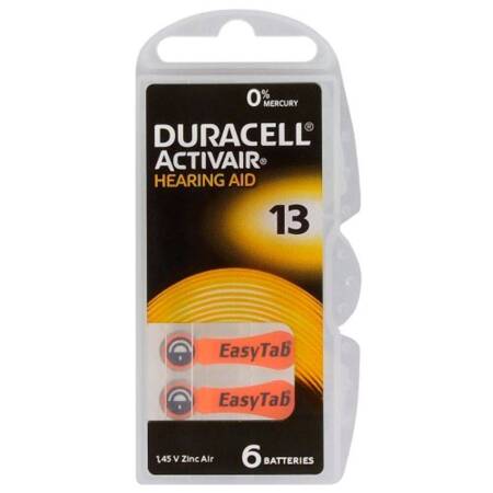 Piles pour appareils auditifs Duracell ActivAir 13 (6 pièces)