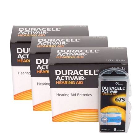 Piles pour appareils auditifs Duracell ActivAir 675 - 3x boîte (180 pièces)