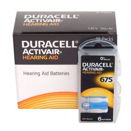 Piles pour appareils auditifs Duracell ActivAir 675 (60 pièces)