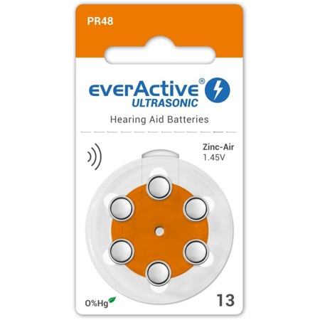 Piles pour appareils auditifs everActive ULTRASONIC 13 blister (6 pièces)