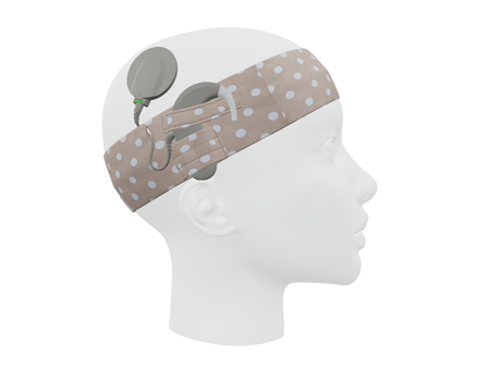 Universelles Stirnband für Soundprozessoren / Implantate - Beige mit Punkten
