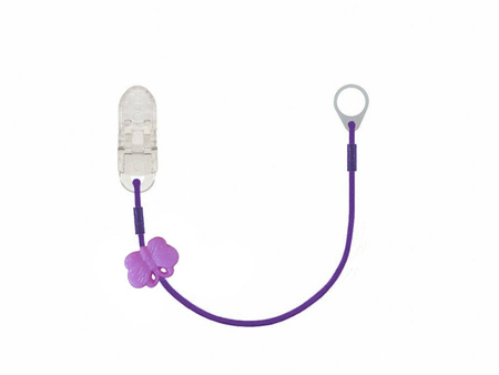 Single clip-on hook for one processor / hearing aid - purple with a butterfly