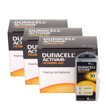 Batteries Duracell ActivAir type 10 (PR70) - 3x Box (180 pcs)