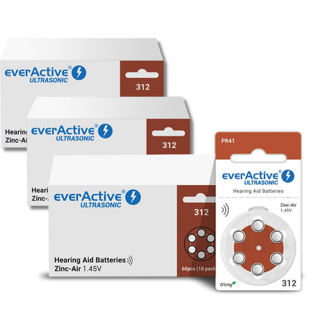 Batteries everActive ULTRASONIC - type 312 (PR41) 3x BOX (180 pcs) 