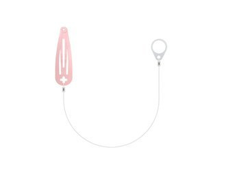 Unsichtbares Einzel-Halteband für Soundprozessoren und Hörgeräte mit rosa Haarspange
