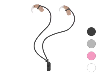 Pendentif double en silicone avec clip pour appareils auditifs – noir