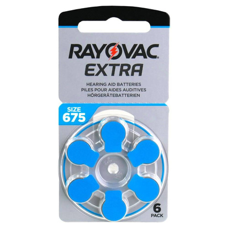 Piles pour appareils auditifs / audio processeurs RAYOVAC EXTRA ADVANCED 675 blister (6 pièces) 