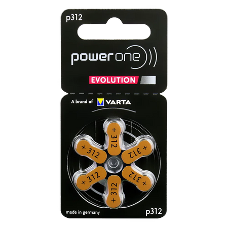 Piles pour appareil auditif VARTA Power One Evolution 312 / PR41 - 6 pièces