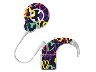 Skins / stickers for Cochlear Nucleus 8 audio processor - hearts