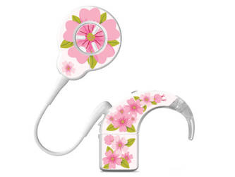Skins / stickers for Cochlear Nucleus 8 audio processor - flowers