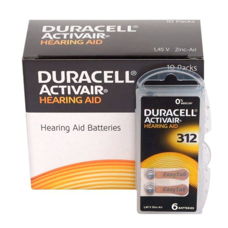 Batteries Duracell ActivAir - type 312 (PR41) Box (60 pcs)