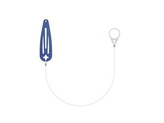 Unsichtbares Einzel-Halteband für Soundprozessoren und Hörgeräte mit blauer Haarspange
