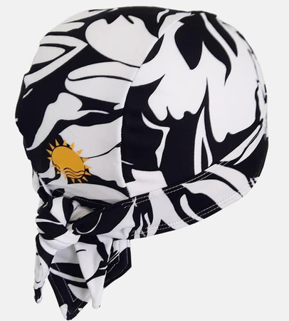 Nammu swimming cap -  black and white abstract