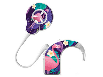Skins / stickers for Cochlear Nucleus 8 audio processor - flamingo