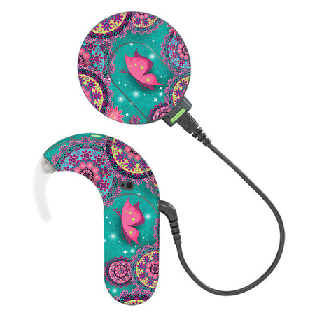 Adhesivo decorativo / skin para procesador de audio MED-EL Sonnet 1 / 2 - mariposas