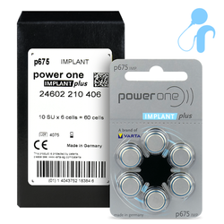 Piles pour appareils auditifs / audio processeurs VARTA 675 Power One IMPLANT PLUS boîte (60 pièces)