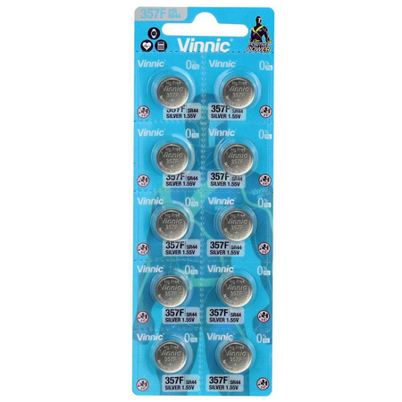 Blister 10 pcs. silver oxide batteries Vinnic 357 / SR44W / G13