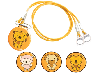 Pendentif double métallique – clip à l’aide auditive ou au processeur audio – petit chien