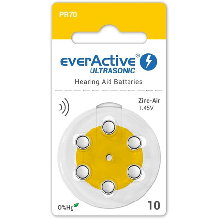 Pilas everActive ULTRASONIC tipo 10 (PR70) - blíster (6 uds)