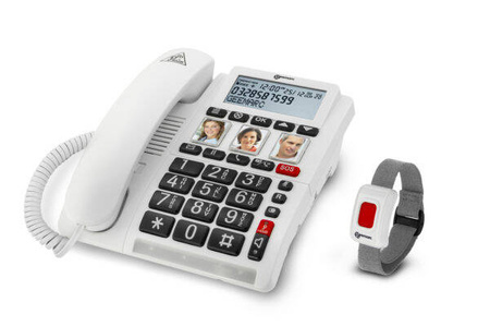 Corded landline telephone for the hearing impaired Geemarc CL610 with SOS remote control