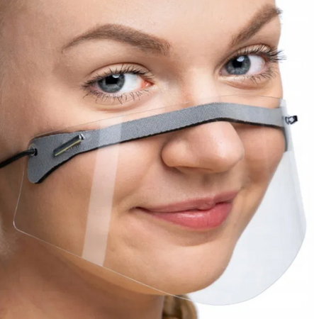 Transparent protective mask for deaf and hearing impaired people