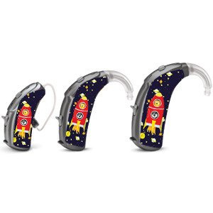 Adhesivo decorativo / skin universal para audífonos - cohete