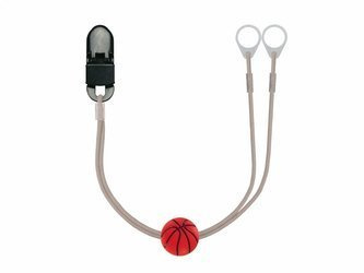 Clip-on hooks for processors / hearing aids - grey with basketball