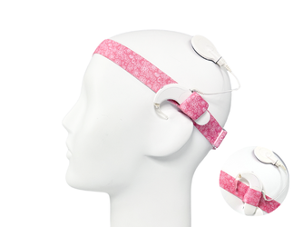 EasyFlex PRO  Stirnband für Soundprozessoren / Implantate -  rosa mit Blüten