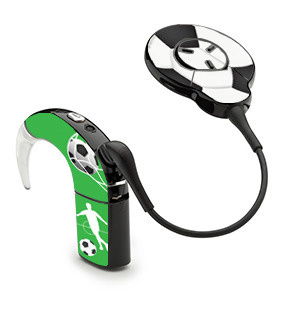 Adhesivo decorativo / skin para procesador de audio Cochlear Nucleus 7 - fútbol