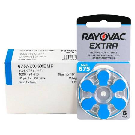 Batteries RAYOVAC 675 EXTRA ADVANCED box (60 pcs)