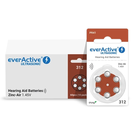 Batteries everActive ULTRASONIC - type 312 (PR41) BOX (60 pcs) 