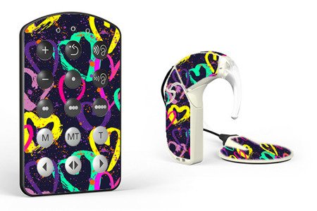 Skins / stickers for audio processor MED-EL OPUS 2 - hearts